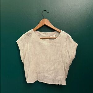 Blu Pepper Cream Striped Crop Top